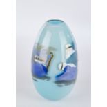 Einarsdottir, Sigrun Olöf, "Blue Ceremony", Vase, Studioglas, umlaufend sitzende Kameltreiber und K