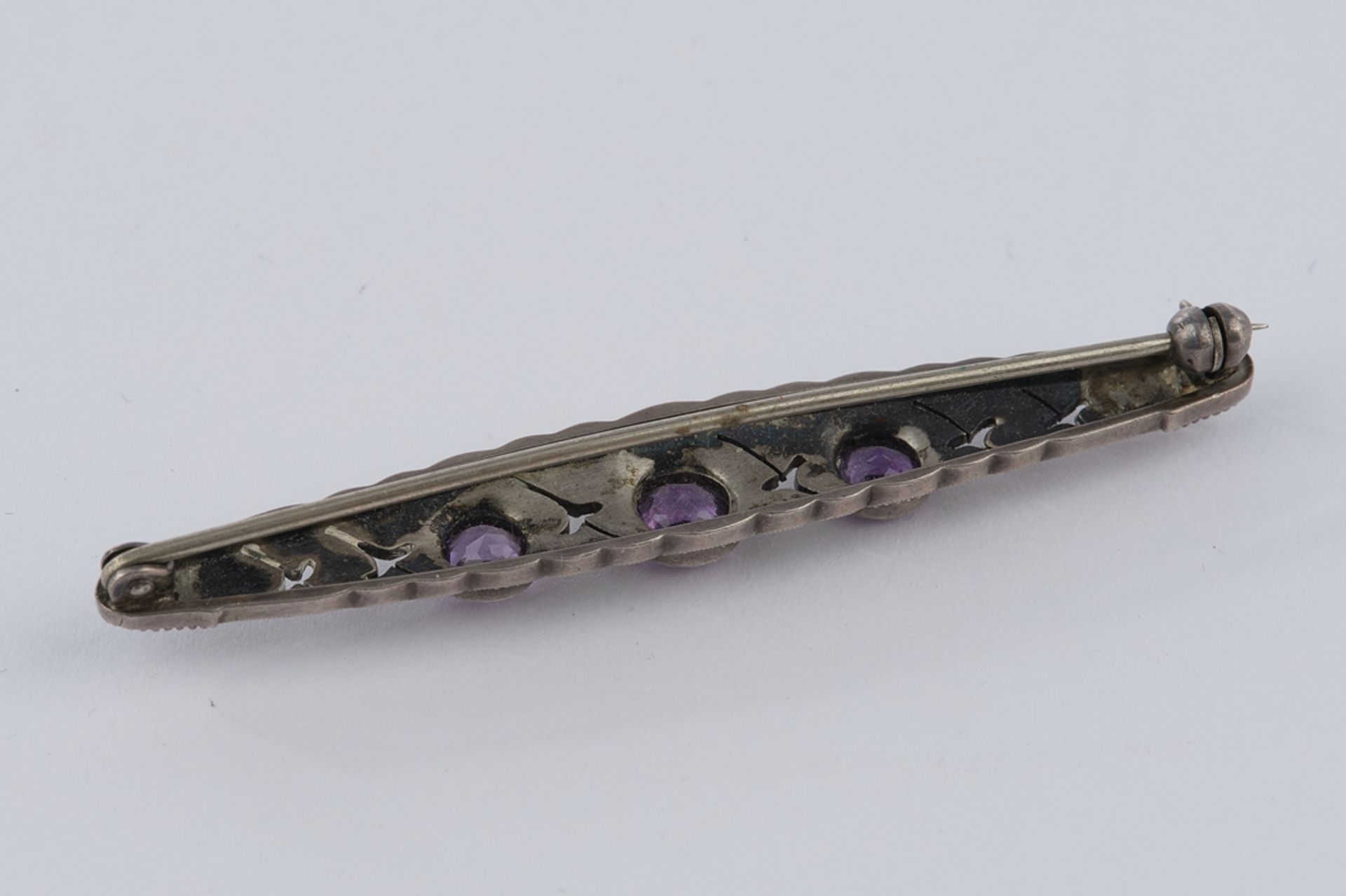 Art Déco Brosche, Silber, Amethyste, 5.7 g - Image 2 of 2