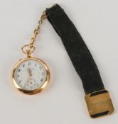 A. Lange & Söhne, Damen-Taschenuhr, Glashütte, wohl um 1910, Gehäuse GG 750, weißes Emaile-Zifferbl