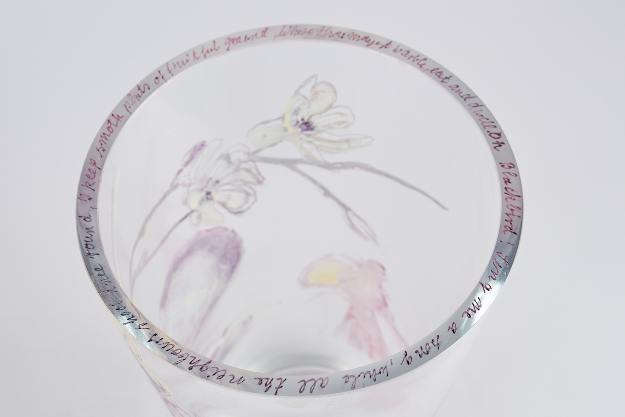 Peretti, Sibylle, Day, Stephen P., "Black Bird", Vase, Studioglas, konische Becherform, transparent - Image 3 of 3