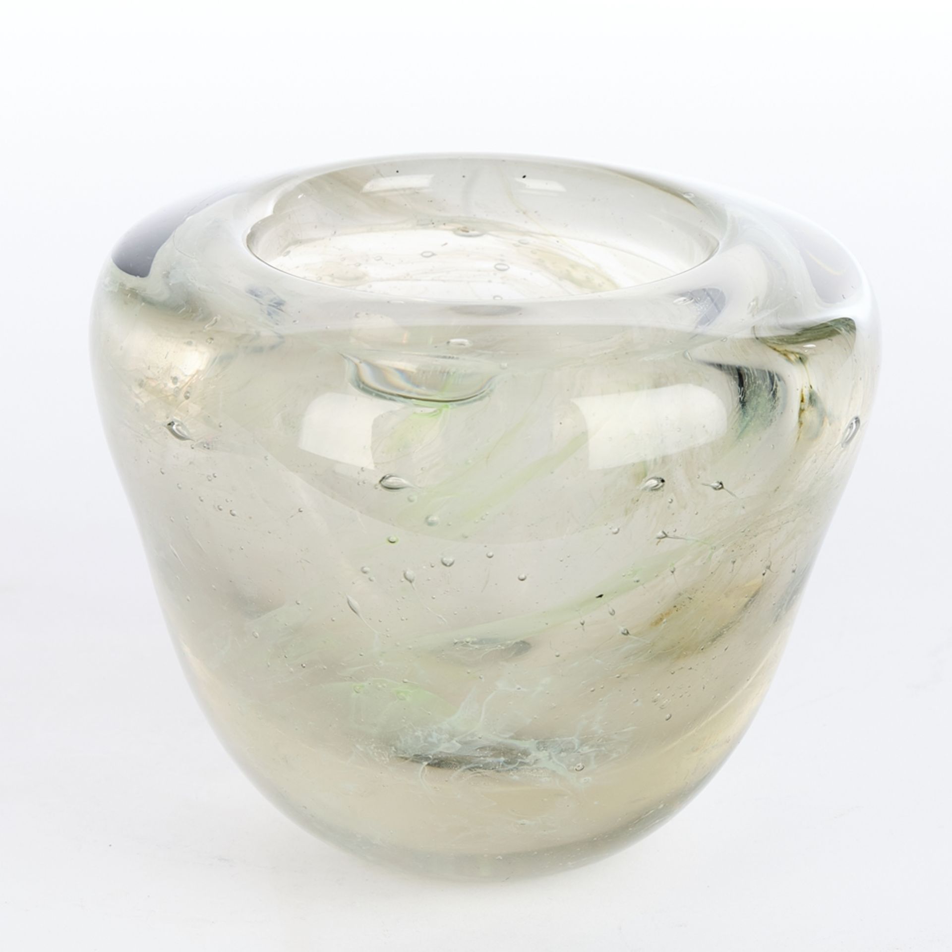 Andries, Dirk Copier, Glasfabriek Leerdam, Vase, Studioglas, Unikat, dickwandige Ovalform, durchsic - Bild 2 aus 3