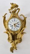 Cartel-Uhr, Frankreich, um 1880, Bronze, vergoldet, weißes Emailzifferblatt bezeichnet J. Gaujard, 