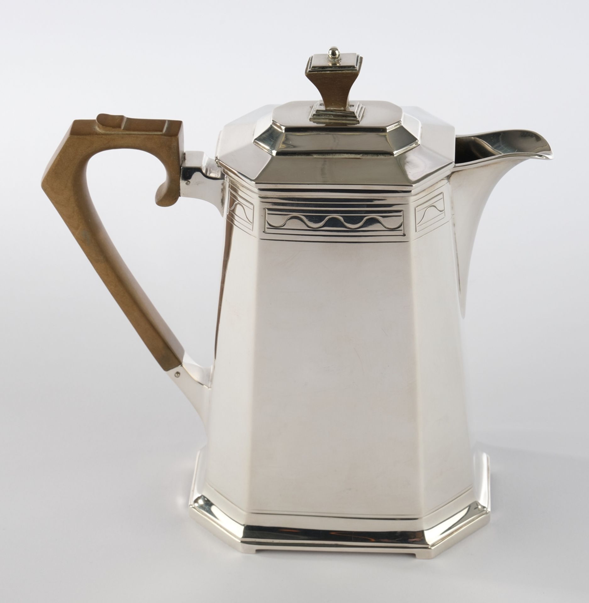 Kaffeekanne, Silber 925, Sheffield, 1934, Roberts & Belk Ltd., konisch sich verjüngendes Gefäß mit - Image 2 of 3