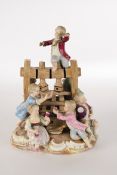 Porzellangruppe, "Die Weinpresse", Meissen, Schwertermarke, 1850-1924, 1. Wahl, Modellnummer 240, p