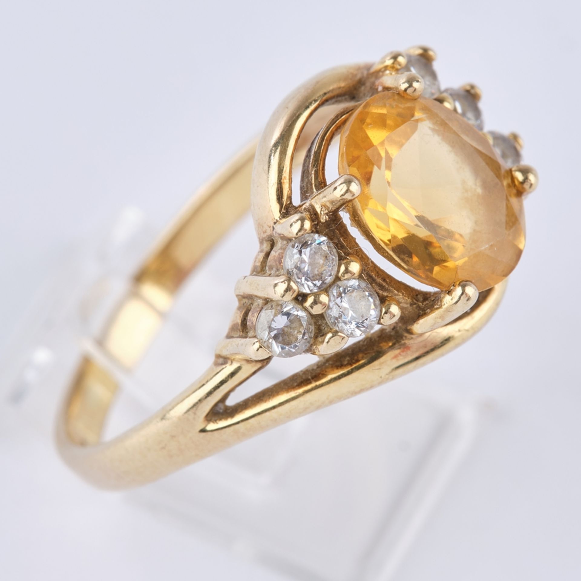 Ring, GG 333, Citrin, 6 kleine Diamanten, RM 22 - Bild 2 aus 3