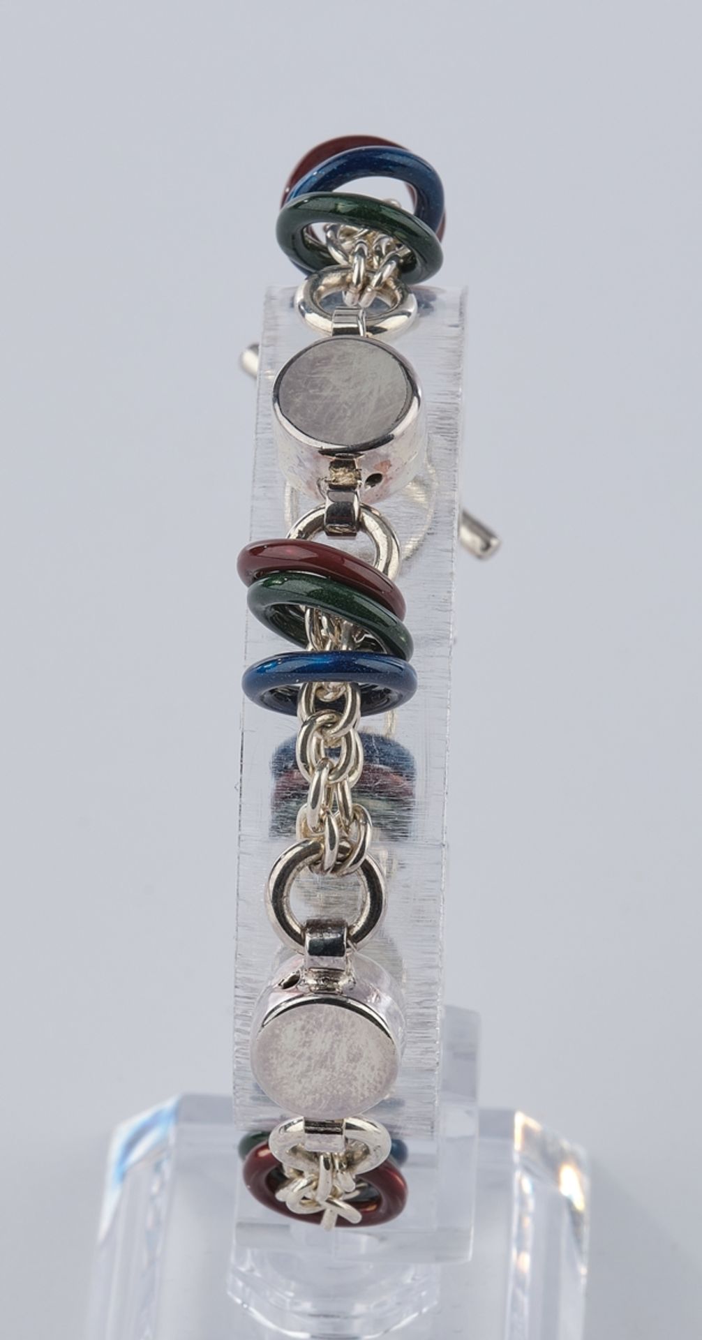 Armband, Silber 925, emaillierte Deko-Ringe