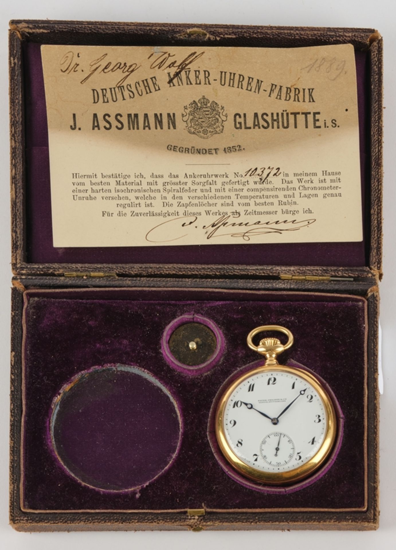 Patek Philippe, Taschenuhr, Schweiz, um 1910, Gehäuse GG 750, Zifferblatt mit arabischen Ziffern, k