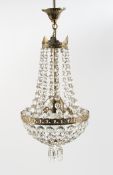 Lüster, Empirestil, Frankreich 19. Jh., ca. 55 cm hoch, ø ca. 25 cm, Elektrik ungeprüft