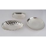 3 Schalen, Silber 830/925, 2x deutsch, 1x Mexiko, verschieden, 2.5 x 13 x 10 cm, 3 x 16.8 x 10.5cm,