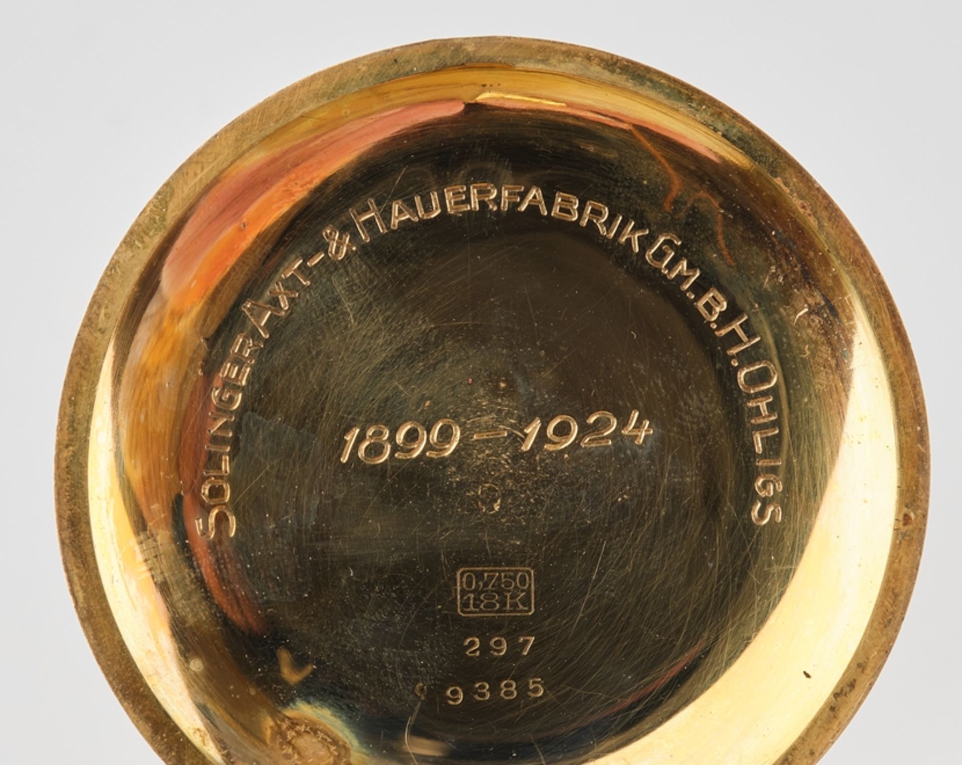 Savonette, bez. "Greenwich Chronometer", 1920er Jahre, Gehäuse GG 750, goldenes Zifferblatt mit ara - Image 5 of 6