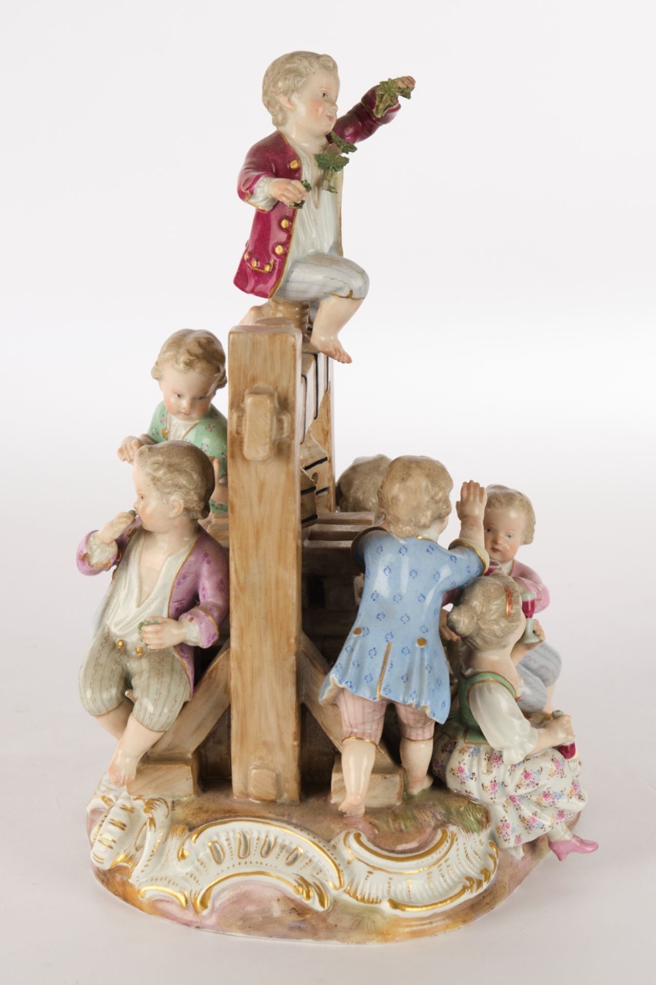 Porzellangruppe, "Die Weinpresse", Meissen, Schwertermarke, 1850-1924, 1. Wahl, Modellnummer 240, p - Bild 4 aus 8