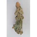Skulptur, Holz geschnitzt, "Engel", 19. /20. Jh., H. 58 cm, Flügel fehlen, Reste von Fassung