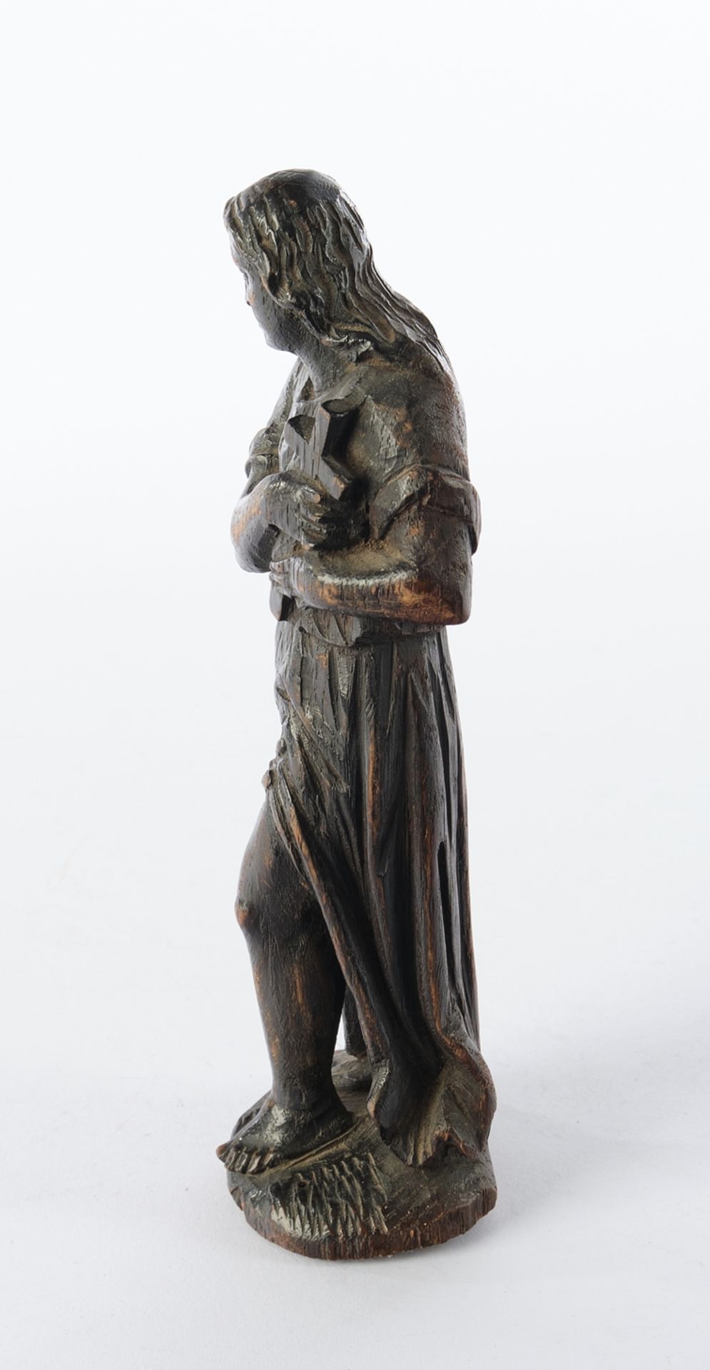 Skulptur, Holz geschnitzt, "Maria Magdalena", 18. Jh., 23 cm, dunkel gebeizt - Bild 4 aus 4