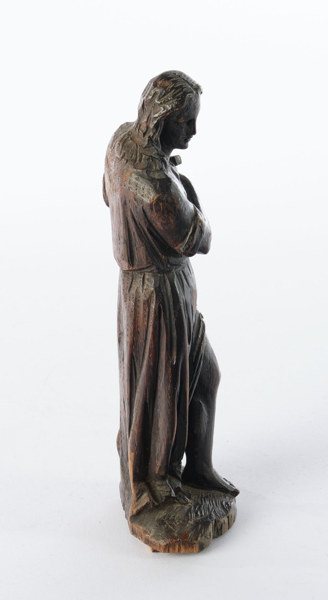 Skulptur, Holz geschnitzt, "Maria Magdalena", 18. Jh., 23 cm, dunkel gebeizt - Bild 2 aus 4