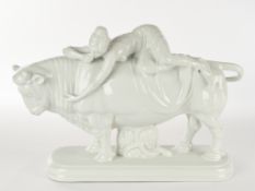 Porzellanfigur, "Europa auf dem Stier", Fraureuth, Kunstabteilung, Weißporzellan, Modellentwurf von