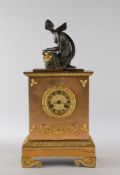 Figurenpendule, "Kniende Dame mit Puttenkindern", Frankreich, um 1840, Bronze, vergoldet, rechtecki