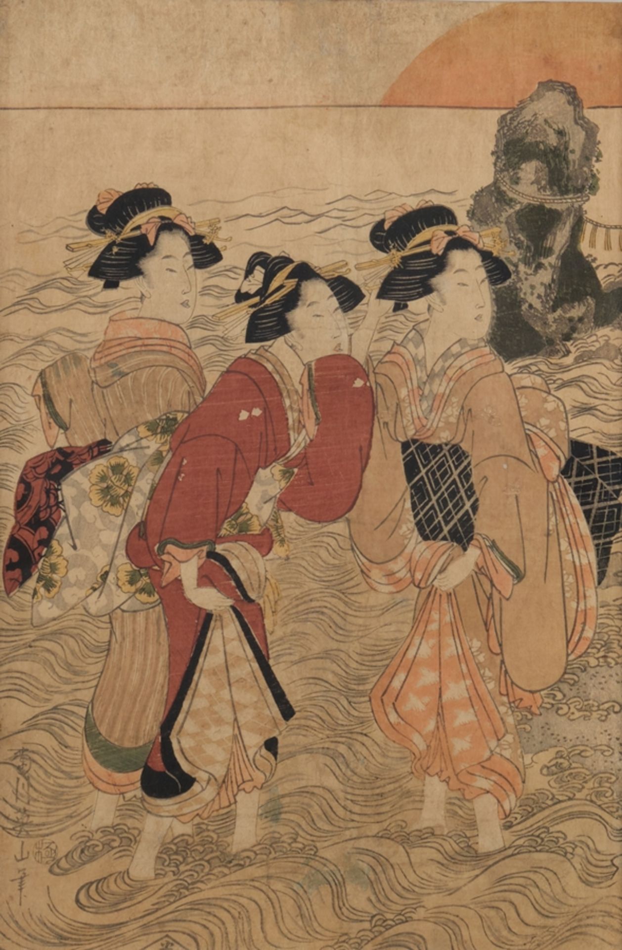 Konvolut 8 Farbholzschnitte, Japan, 19. Jh., verschiedene Künstler wie Eizan, Kuniyoshi, Kunisada u