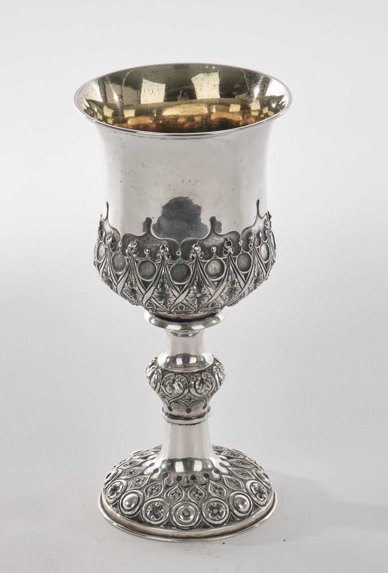 Pokal, Silber, 12-lötig, Hannover, 1849, Knauer, glatter Teil der Kuppa mit Widmungsinschrift "Dem  - Bild 2 aus 3