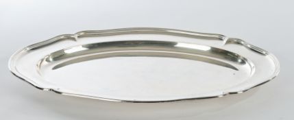 Vorlegeplatte, Silber 800, Wilkens, oval, passig-geschweifter Profilrand, 55 x 37 cm, ca. 1.442 g, 
