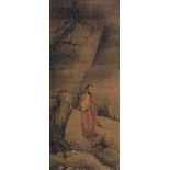 2 Malereien, "Genji-Szene", "Haus im Gebirge", Japan, 19. Jh., 1x Farbe auf Papier im Tosa-Stil, 1x