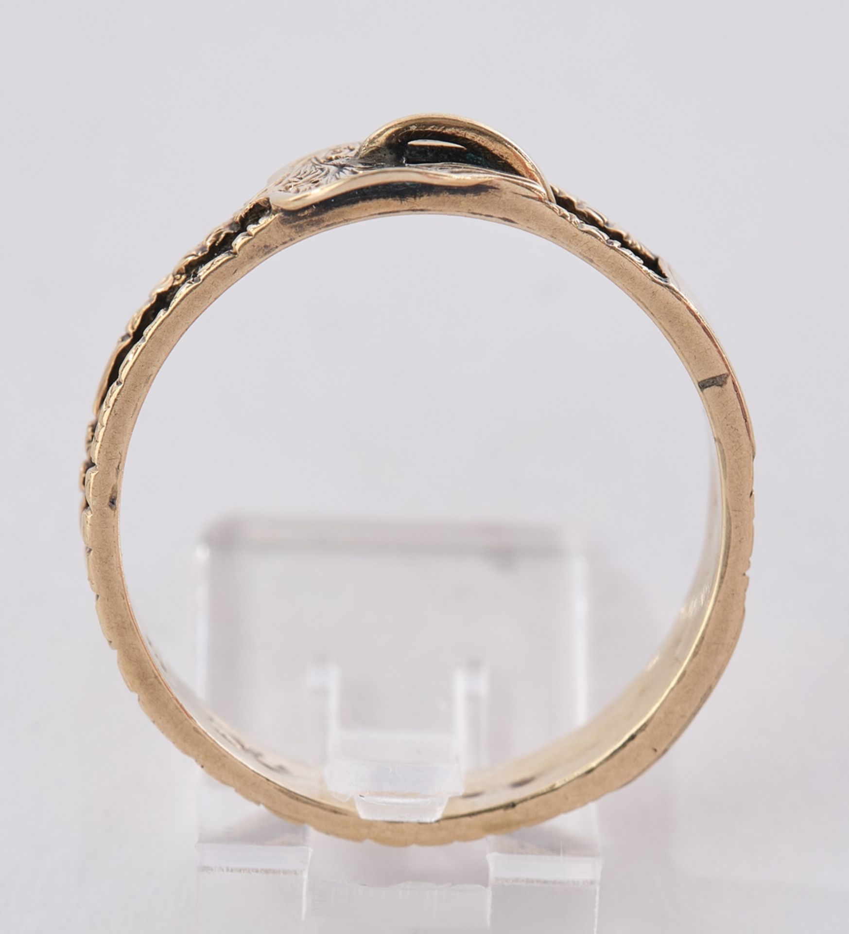 Trauerring, England, GG 375, als Schnalle gearbeitet, Stoff, ca. 1.74, RM 55 - Image 3 of 4