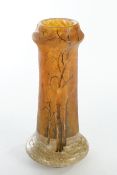 Vase, "Paysage en hiver", Daum, farbloses Glas mit gelber und apricotfarbener Pulvereinschmelzung, 