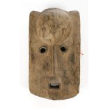 Tanzmaske, Bambara, Mali, Holz, geschnitzt, rechteckiges Gesicht in abstrakter Ausführung, 44 cm ho