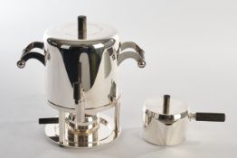 Samowar mit Teekännchen, Silber 925, Hansen, Koch & Bergfeld, moderne Form, Griffe aus schwarzem Ho