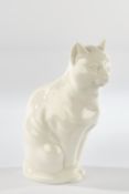 Porzellanfigur, "Sitzende Katze", Hutschenreuther, Germany, Modellnummer 9124, Weißporzellan, Model