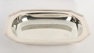 Brotschale, Silber 800, Italien, Schiavon, geschrägte Ecken, Rand mit Rillenprofil, 4 x 28 x 21 cm,