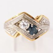 Ring, WG/GG 585, 1 Saphir, 1 Brillant, mind. si, 7.6 g, RM 56