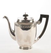 Teekanne, Silber 875, Schweiz, Luzern, um 1900, Bossard, oval, abgesetzte Schulter, Spiralbandzier,