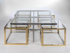 Couchtisch / Coffee Table, Maison Charles, Mid Century, Frankreich, um 1970, verchromtes Metall, Me