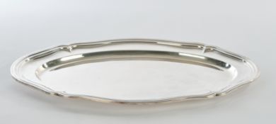 Vorlegeplatte, Silber 835, Wilhelm Binder, um 1932, oval, passig-geschweifter Profilrand, am Boden 