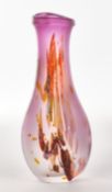 Vase, Louis Leloup, 1990, Glas, farbige Aufschmelzungen und Oxide auf violett verlaufenem Grund, fl