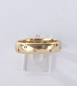 Ring, GG 585, 11 Brillanten zus. ca. 0.10 ct., etwa si, 4.9 g, RM 53.5