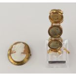 Armband, 8 Kaméen in GG 585-Fassungen, verschiedene Gesteine/Materialien, 41.8 g, mit Sicherheitske