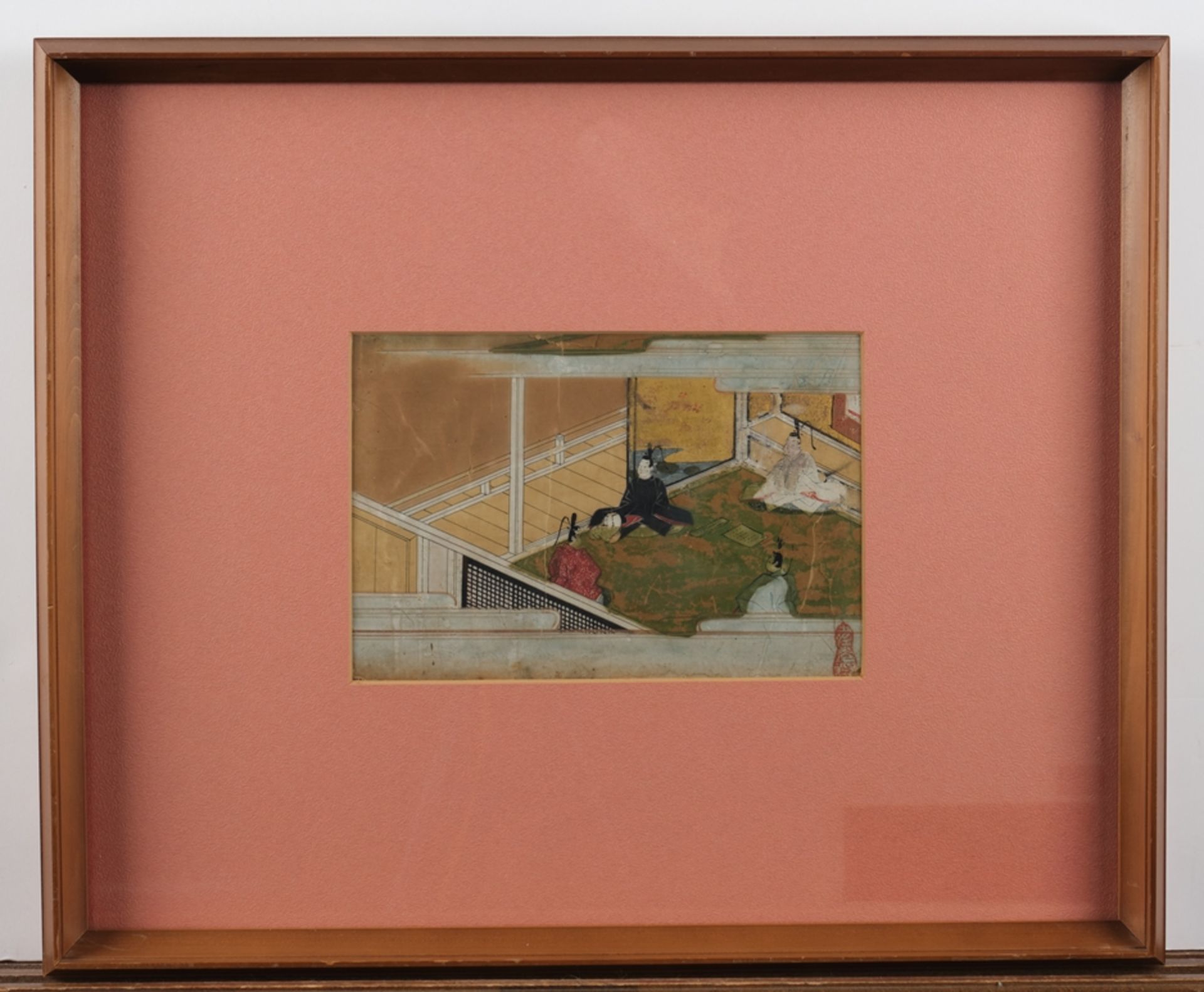 2 Malereien, "Genji-Szene", "Haus im Gebirge", Japan, 19. Jh., 1x Farbe auf Papier im Tosa-Stil, 1x - Bild 8 aus 9