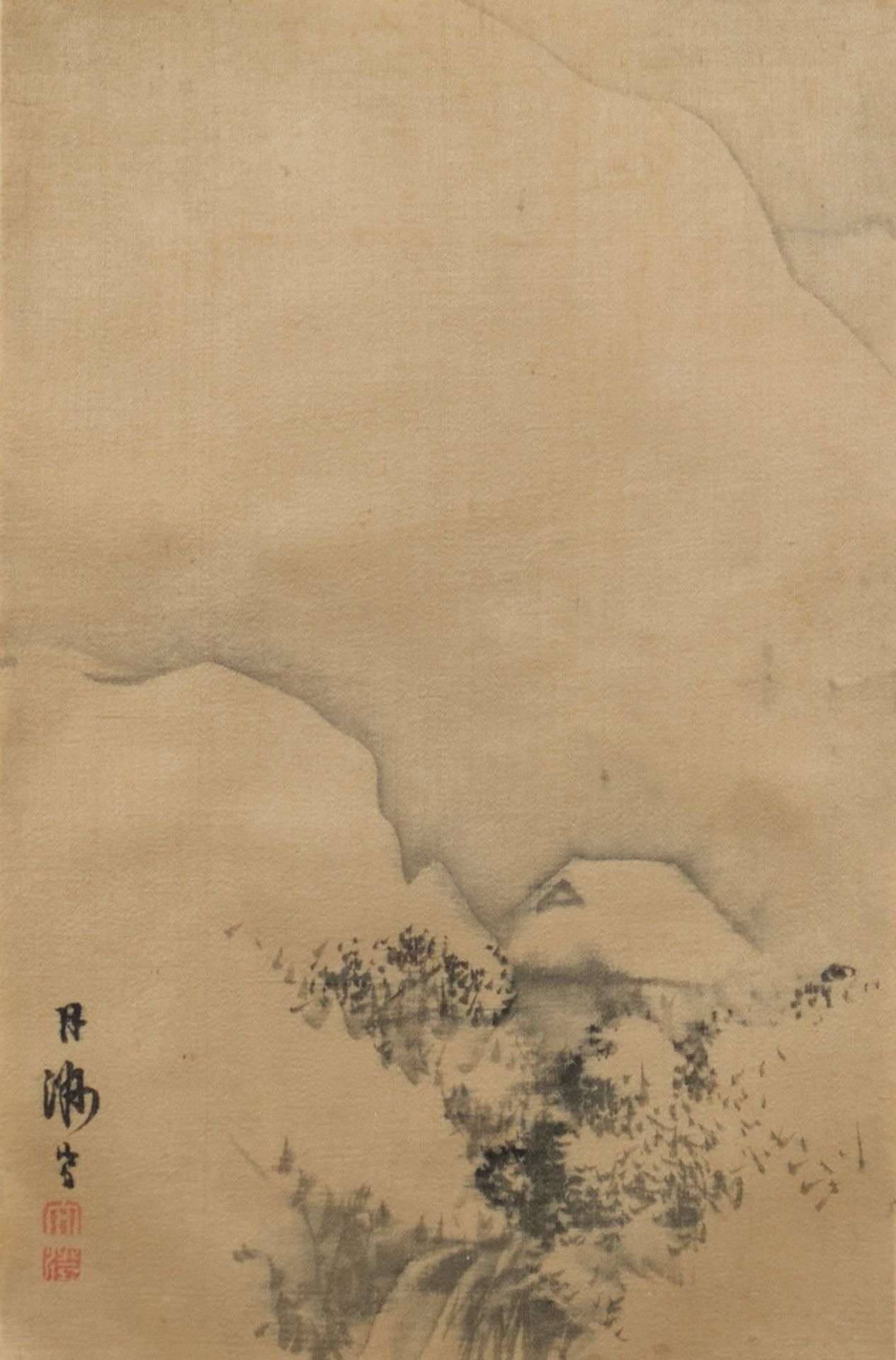 2 Malereien, "Genji-Szene", "Haus im Gebirge", Japan, 19. Jh., 1x Farbe auf Papier im Tosa-Stil, 1x - Bild 4 aus 9