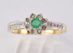 Ring, GG 585, Smaragd und Brillanten, ca. 2.53 g, RM 56