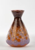 Vase, Frankreich, 20. Jh., Glas, oranger und brauner Überfangdekor mit Kirschen und Blättern auf vi