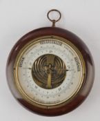 Barometer, Ende 19. Jh., bezeichnet R. Götze Stralsund, rundes Holzgehäuse, verglast, ø 18 cm, Funk