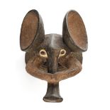 Kopfaufsatz, "Elefant", Bamileke, Kamerun, Afrika, stilisierter Elefantenkopf aus Holz, patiniert,