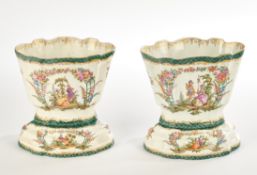 Paar Vasen, Dresden, 1875-1883, Helena Wolfsohn, je zweiteilig, oval, auf separatem Sockel der koni