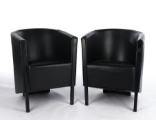 Paar Cocktailsessel, Moroso, Italien, schwarzer Lederbezug, H. ca.70 cm