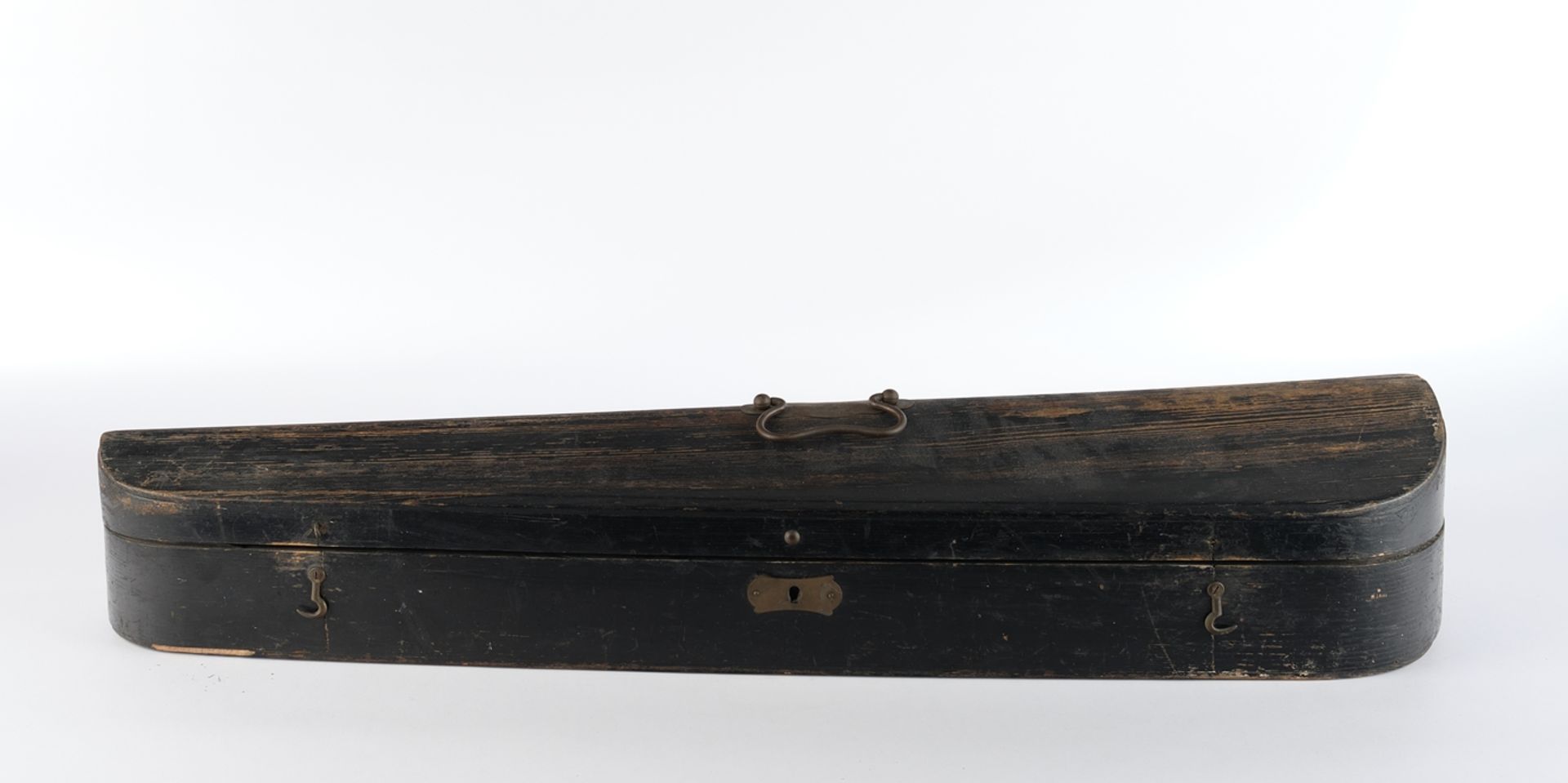 Violine, brauner Holzkorpus, unbezeichnet, 60 cm lang, mit Bogen und Koffer, Alters- und Gebrauchss - Bild 2 aus 8