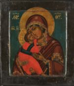 Ikone, "Muttergottes mit Kind", Tempera auf Kreidegrund auf Holz, Russland, 19. Jh., 27 x 23.5 cm, 