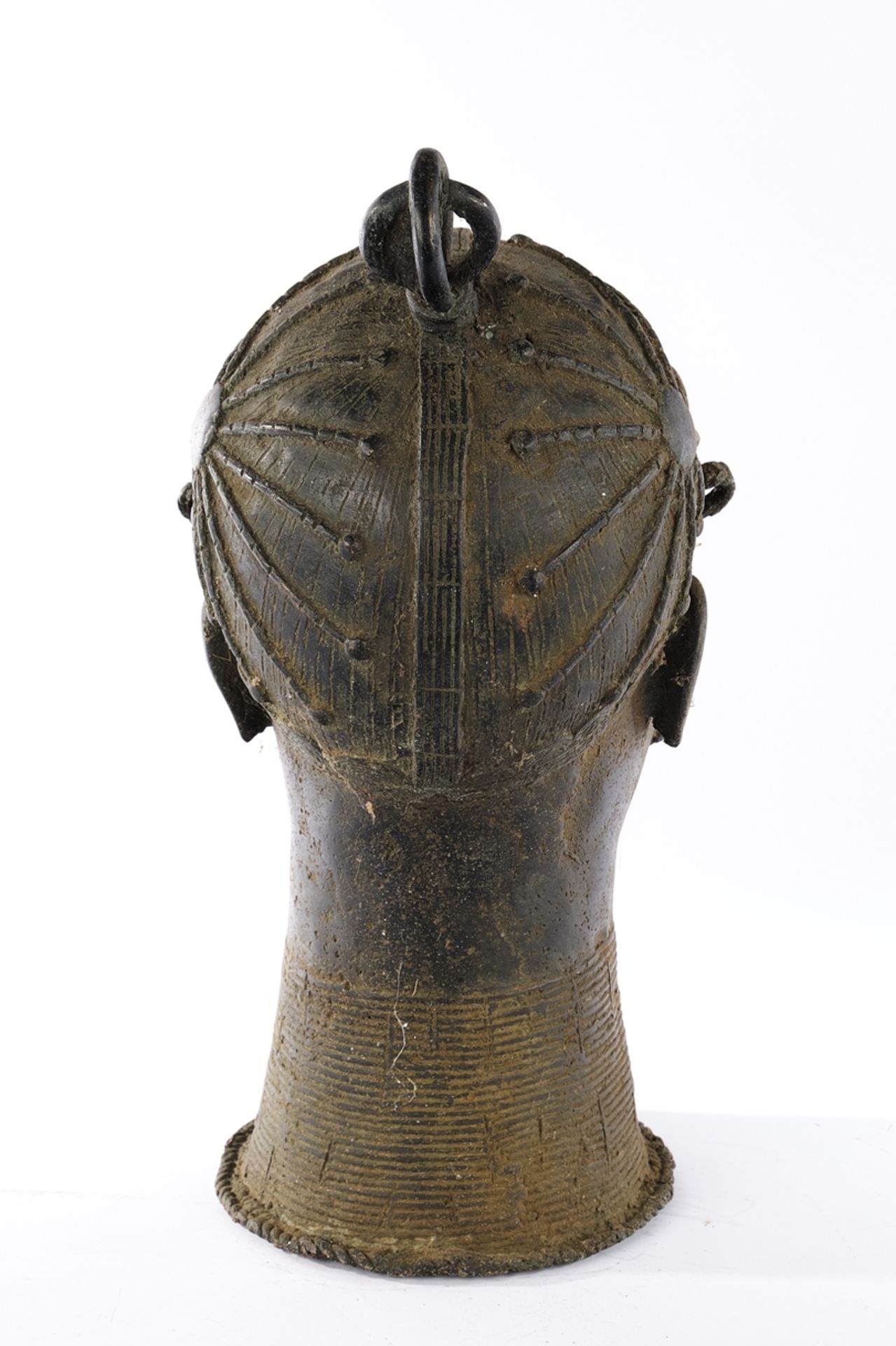 Bronzekopf, "Königin", Benin, Afrika, Bronze, dunkel patiniert, 40 cm hoch. - Bild 3 aus 4