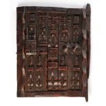 Holztür, Dogon, Mali, Afrika, vielfigurig beschnitzt, 52 x 39.5 cm.