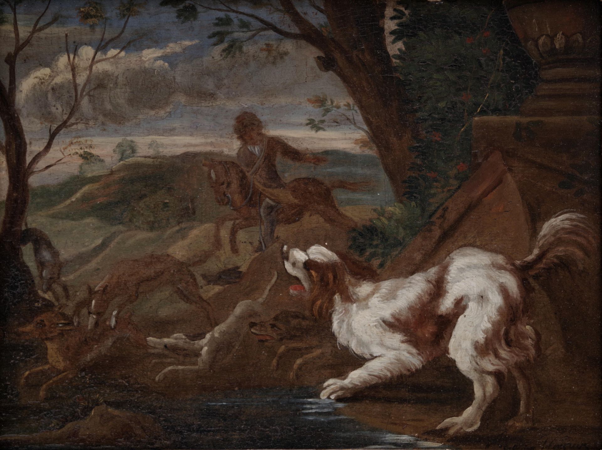 Fox hunt with dogs and horseman by Abraham Danielsz Hondius - Image 2 of 2